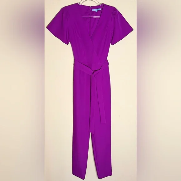 ANTONIO MELANI Easton Surplice Tie Waist Jumpsuit in Violet - Size 2 - Picture 2 of 5